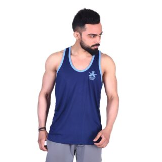 Sando sleeveless t-shirt dark blue and sky blue with Indian army print