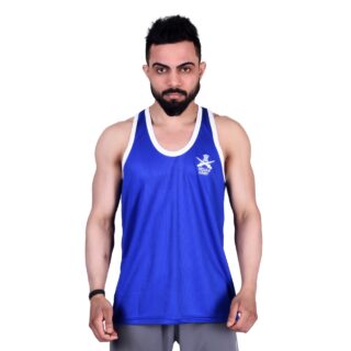 Sando sleeveless t-shirt dark blue and white with Indian army print