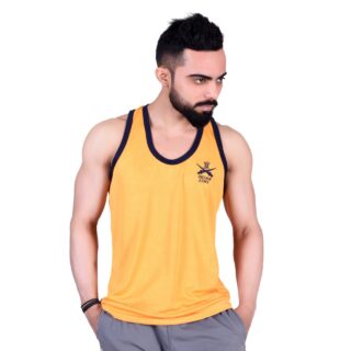 Sando sleeveless t-shirt yellowy and black with Indian army print