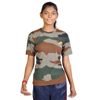 GIRLS T-SHIRT NAHAR PRINT half sleeve with flag