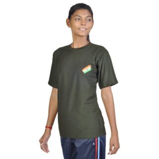 GIRLS T-shirt green Indian army print half sleeve