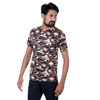 Desert brown camouflage with round neck Half sleeve sport material