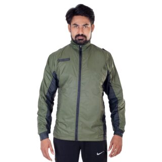 Men Green Solid Windcheater Bomber Jacket
