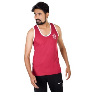 Sando sleeveless t-shirt with Indian army print light pink and white
