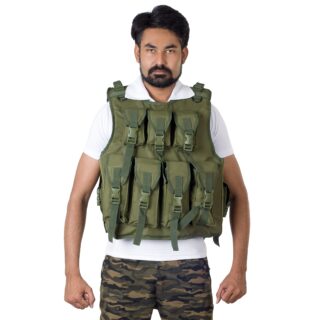 Dark Green print Bullet Proof Jacket with 10 Magazine