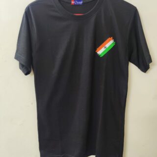 Black Commando back half sleeve front flag t-shirt