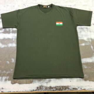 Plain Lycra Green With Flag Round Neck T-Shirt