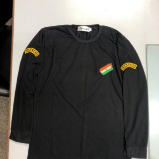 Plain Black With Flag Full Sleeve Round Neck T-Shirt