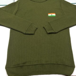 Green & Flag Stripes Print With Turtle Neck Winter Wear Sweatshirt